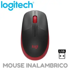 LOGITECH - MOUSE M190 INALAMBRICO TAMAÑO COMPLETO ROJO