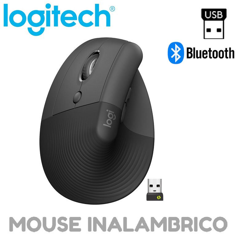 MOUSE LIFT VERTICAL ZURDO INALAMBRICOBLUETOOTH NEGRO