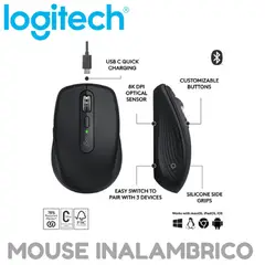 LOGITECH - MOUSE MX ANYWHERE 3S BLUETOOTHINALAMBRICO 8K USB-C GRAPHITE