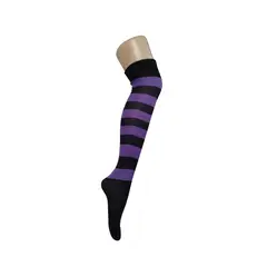 WHITE - Medias Rayas Negro y morado largas halloween disfraz_.