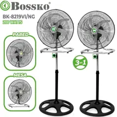 BOSSKO - PACK Ventilador 3 en 1 De 5 Aspas de 18″ Pulgadas 200W NEGRO