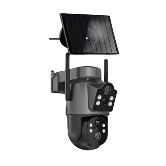 TRENDY TECH E I R L - CÁMARA DE SEGURIDAD DOBLE LENTE PANEL SOLAR 4K WIFI VISION NOCTURNA ALARMA