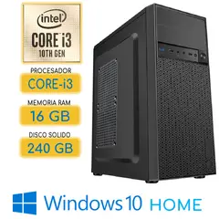 INTEL - Computadora CPU CORE i3-10100 RAM 16GB SSD 240Gb Windows 10 PC 10maGen