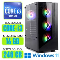 INTEL - Computadora CPU RGB CORE i3-10100 RAM 16Gb SSD 240Gb Windows 11 PC 10maGen