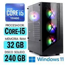 INTEL - Computadora CPU RGB CORE i5-10400 RAM 32Gb SSD 240Gb Windows PC 10maGen
