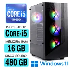 INTEL - Computadora CPU RGB CORE i5-10400 RAM 16Gb SSD 480Gb Windows PC 10maGen