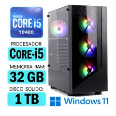 INTEL - Computadora CPU RGB CORE i5-10400 RAM 32Gb SSD 1Tb Windows PC 10maGen