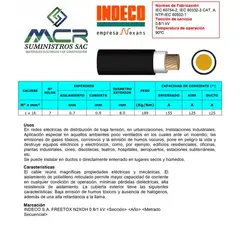 INDECO - CABLE ELECTRICO 16MM LIBRE D HALOGENO N2XOH UNIPOLAR X10 METRO