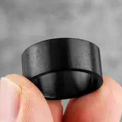 WATTACA - Anillo Minimalista Negro Mate para hombre Acero Quirúrgico