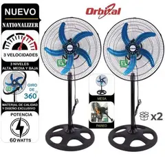 NATIONALIZER - Ventilador Orbital de 18″ 60W Negro Caja de 2 Unidades