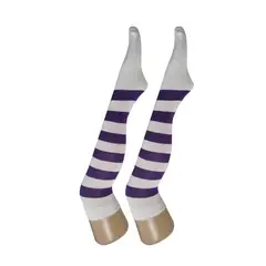WHITE - Medias Rayas Blanco y Morado halloween disfraz_.
