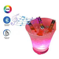 SEISA - Parlante Hielera Bluetooth Recargable Luz RGB Cubeta Cubo 7 Litros