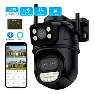 TRENDY TECH E I R L - Cámara de Seguridad Doble Lente Zoom Optico 4K Visión Nocturna Graba Placas