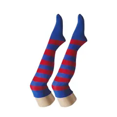 WHITE - Medias Rayas Azul y Rojo largas halloween disfraz_.