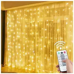 GENERICO - Cortina con Luces LED 3x3m a Control Remoto