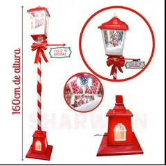 GENERICO - Farol Navideño MUSICAL CON EFECTO NIEVE 165CM