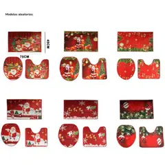 GENERICO - Juego x3 de tapete de baño navideño con estampado