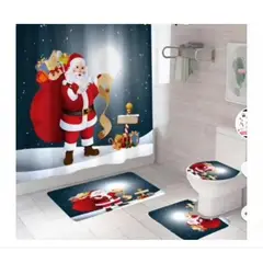 GENERICO - Juego x3 de tapete de baño navideño con estampado