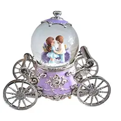 GENERICO - Esfera con carruaje Bola Nieve Caja Musical Luces Decoración