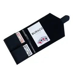 GENERICO - Estuche para juego de naipes Buraco en cuerina negra con block de notas