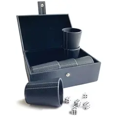 GENERICO - Caja de cachitos o dudo para 6 jugadores en cuerina negra