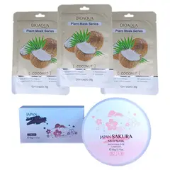 BIOAQUA - MASCARILLA FACIAL 3 UND + LAIKOU JAPAN SAKURA MASK