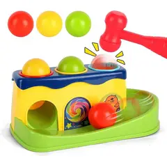 HUANGER - Centro actividades 3 pelotas y martillo - Juguete didáctico