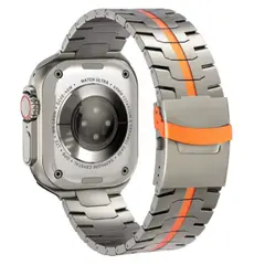 URVOI - Correa de Titanio para Apple Watch Iron Man Orange Stripe