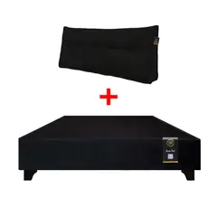 BARAKA HOME - Base de Cama Luton + Cojin de Respaldo Bitola 1.5 Plz - Negro