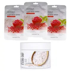 BIOAQUA - MASCARILLA FACIAL 3 UND + EXFOLIANTE HIDRONUTRITIVO DE ARROZ
