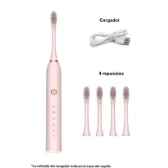 GENERICO - Cepillo de Dientes Eléctrico Avanzado Rosa Incluye 4 cabezales de Repuesto Rosa