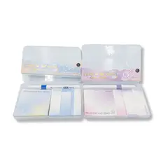 GENERICO - Pack 2 Sets de Estuches PostIt con Resaltador Morado y Azul