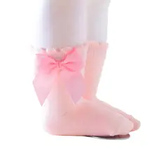 GENERICO - Medias Lazo Rosado Talla 0-6 meses