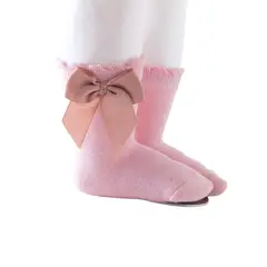 GENERICO - Medias Lazo Palo Rosa Talla 6-12 meses