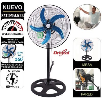 Ventilador 3 en 1 Orbital 18″ 60W Negro