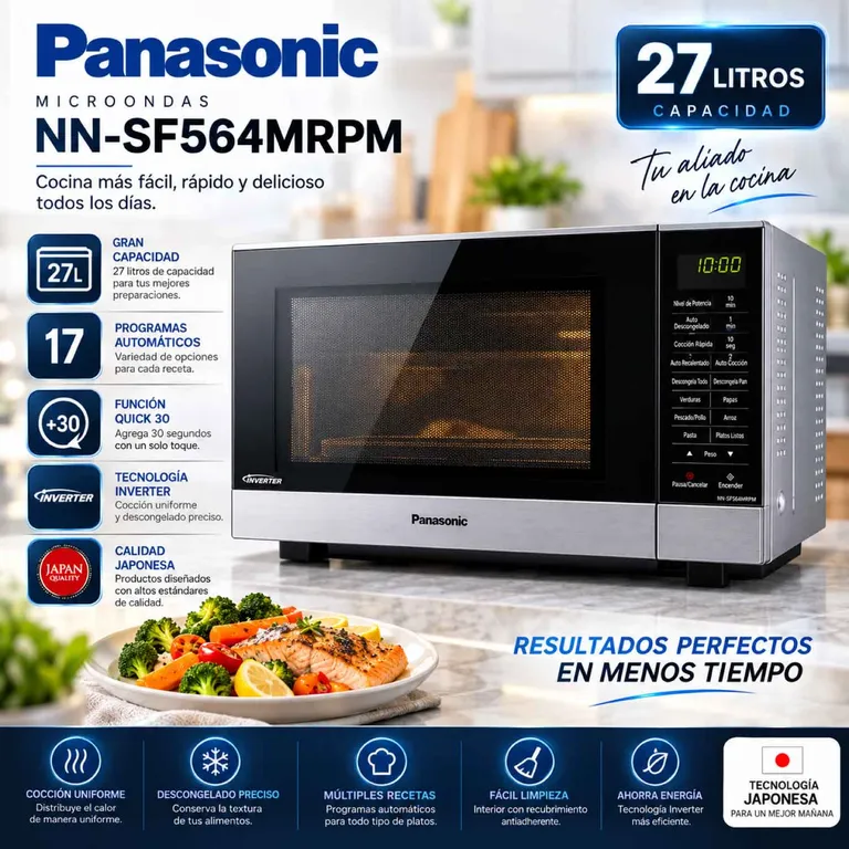 MICROONDAS 27L SILVER NN-SF564MRPM