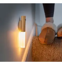 HOGARMAS - Lámpara Glow con Sensor de Movimiento Madera Clara Inalámbrica