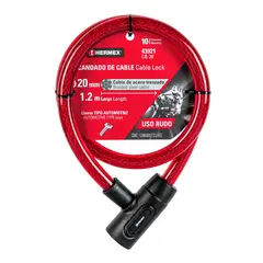 HERMEX - Candado de Cable Bicicleta con Llave Uso Rudo 43921