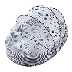 PENTHA - Colecho Portátil para Bebé - Mosquitero Colchón y Cojín Azul