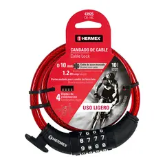 HERMEX - Candado Cable Bicicleta Combinación Uso Ligero 43925