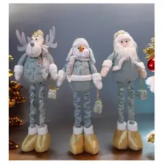 GENERICO - Set Muñecos de navidad patilarga Reno papa noel y muñeco de nieve