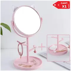 INSPIRA - Espejo Joyero de Tocador en Forma de Osito o Gatito ROSA