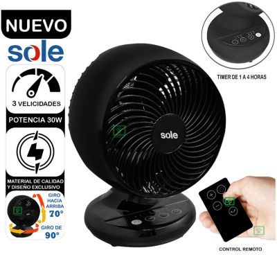 Ventilador Sobre Mesa Turbomax SOLAIR016 Negro