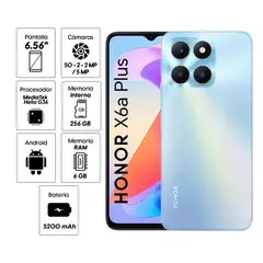 HONOR - X6A Plus 256GB 6GB ram cámara principal 50MP + 2MP + 2MP frontal 5MP 65 azul