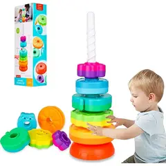 GENERICO - Juguete apilable giratorio para bebés colores arcoiris