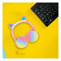 RYBIU IMPORT - Audifonos Ergonomicos de Gato en Rosado Y+Papel de Regalo