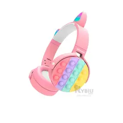 RYBIU IMPORT - Headphones de Orejuelas Gatunas Rosado Y+Gift MiniAgenda