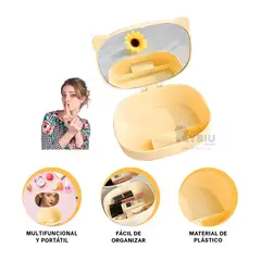 RYBIU IMPORT - Organizador en Caja con Espejo de Amarillo Y+Gift Stickers