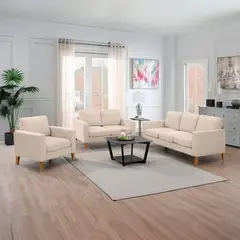 GENERICO - SECCIONAL SONRISA 3 2 1 COLOR BEIGE +6 COJINES