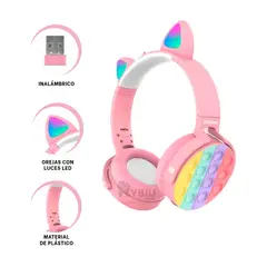 RYBIU IMPORT - Auriculares con Orejas Cat Color Rosado Y+Post-it Adhesivos